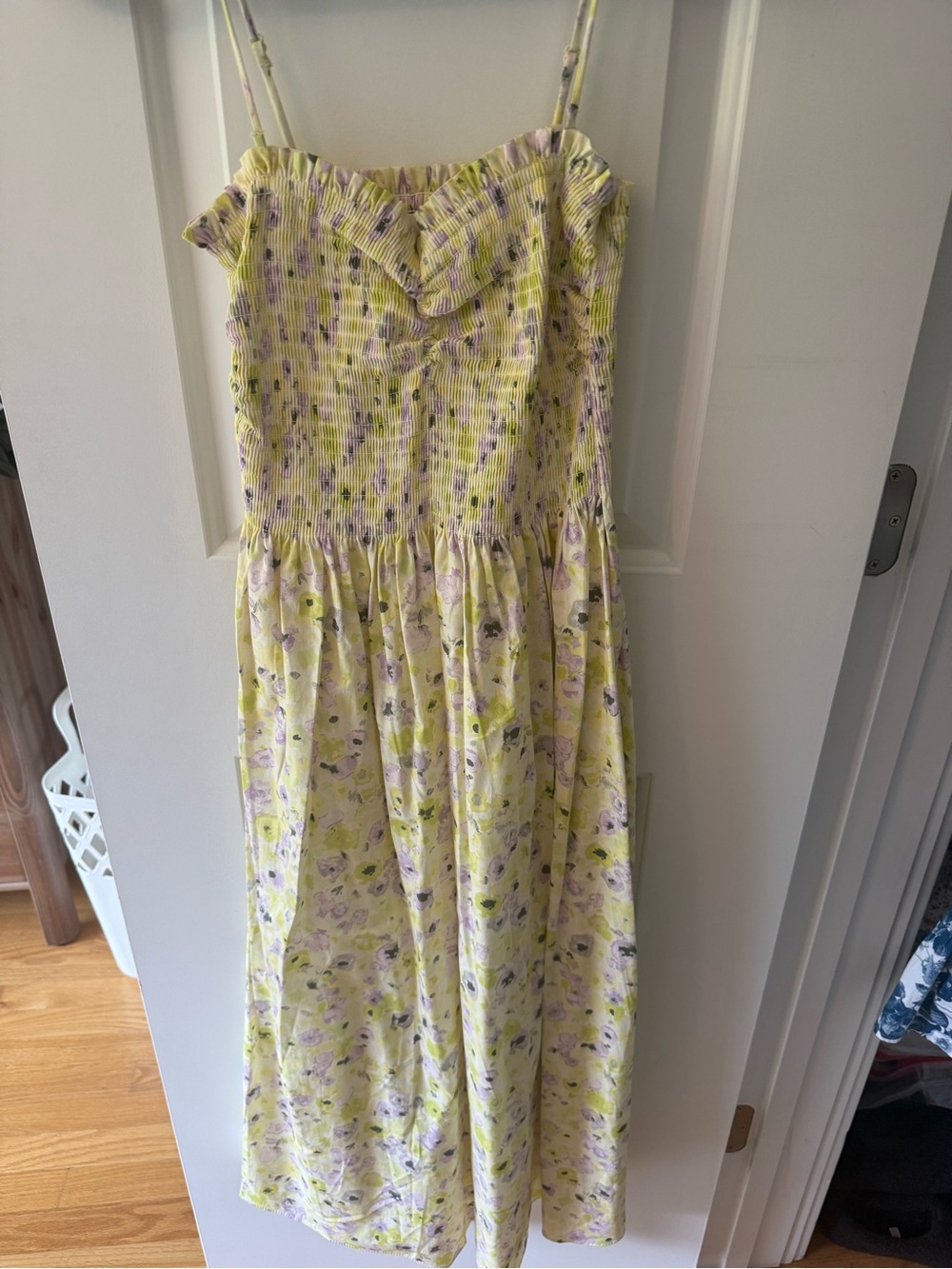 Yellow Floral Sundress with Purple Accents